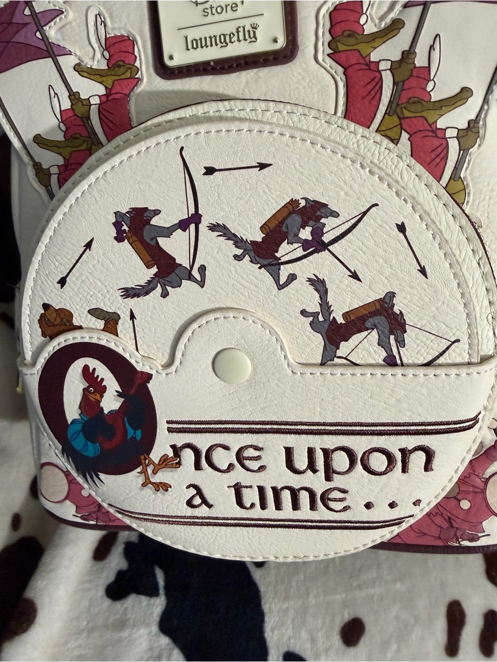 Loungefly Cream & Pink Robin Hood Storybook Mini Backpack - Picture 3 of 7